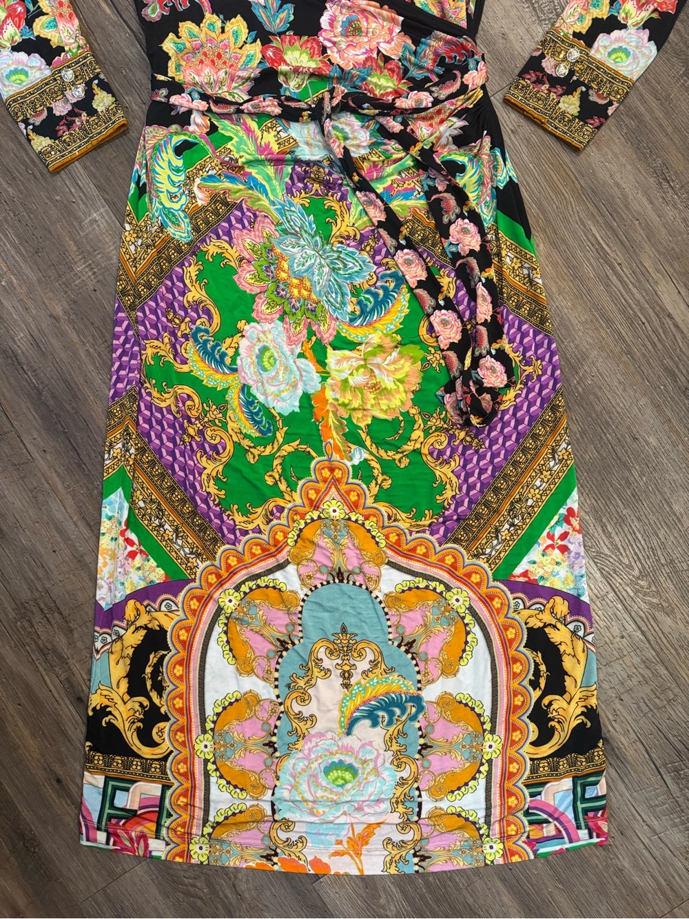Camilla Jersey Collared Maxi Wrap Dress Sundowners In Sicily Silk Crystal Sz M - Picture 8 of 13